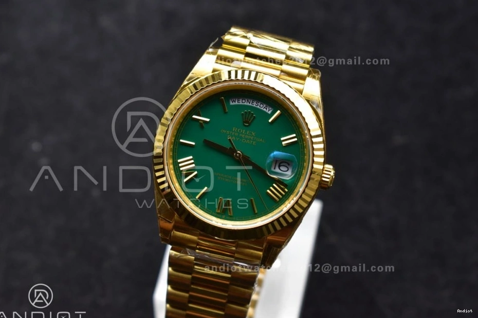 228238 THBF Green YG on (Gain VR3255 President 40 Weight) Edition Dial Day 1:1 Roman Date Bracelet Best 0119